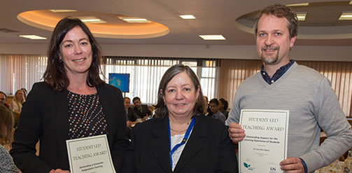 This is the image of Rosemary McGee and Lars Otto Naess winning the University of Sussex Student-led teaching awards.