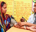 family planning in bangladesh Bangladesh Aylapata Kata, Borguna
Tripti Rani (20), who is seven months pregnant, has her blood pressure checked at the union health and family planning centre where the treatment is free.
Credit: G.M.B. Akash / Panos