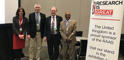 Melissa Leach and her fellow panel speakers at the AAAS annual meeting conference