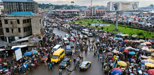 Ghana busy market scene