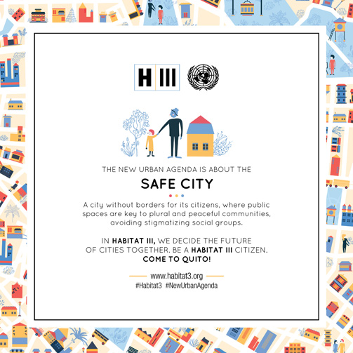 Habitat III Conference image promoting commitment to safe cities