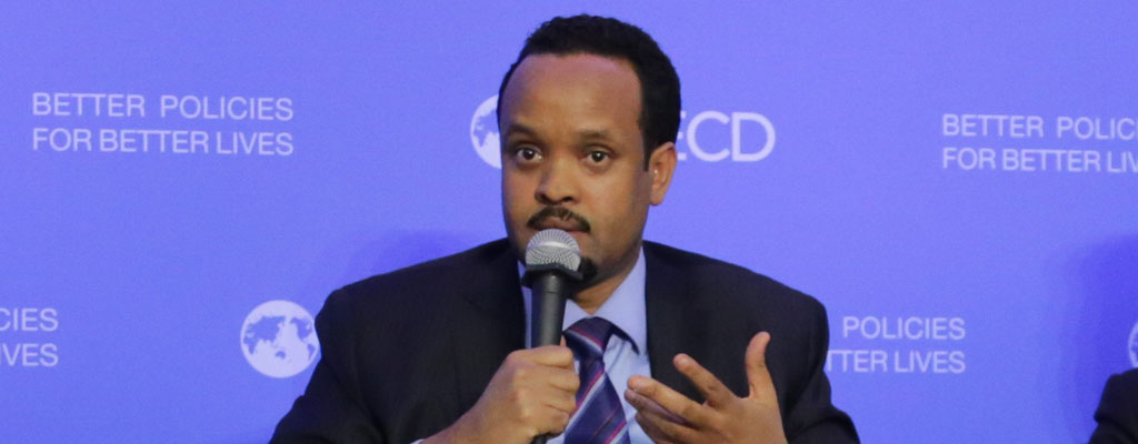 Ahmed Shide speaking at the 2016 Global Forum on Development. Credit: OECD. https://www.flickr.com/photos/oecd_development_centre/26229165195/in/photostream/