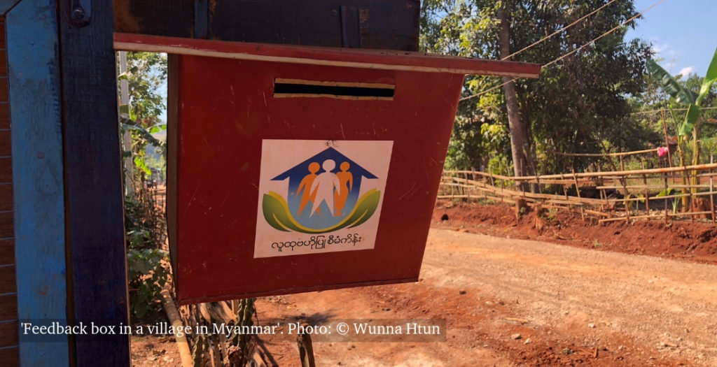'Feedback box in a village in Myanmar'. Photo: © Wunna Htun