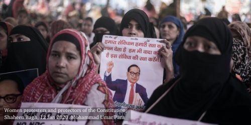 Women protesters and protectors of the Constitution, Shaheen Bagh, 12 Jan 2020. Credit, Mohammad Umar Para