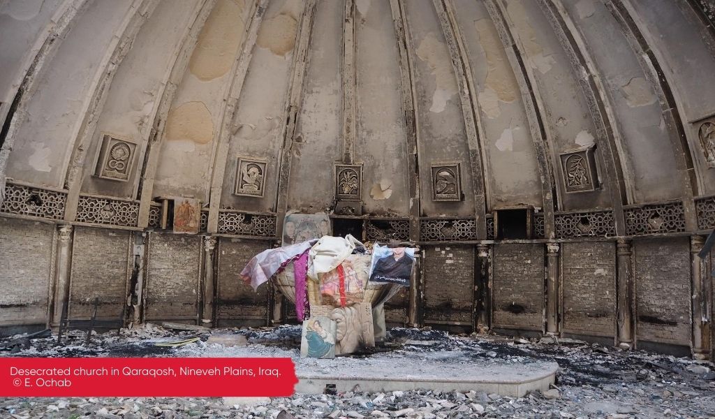 Destroyed church in Qaraqosh, Iraq