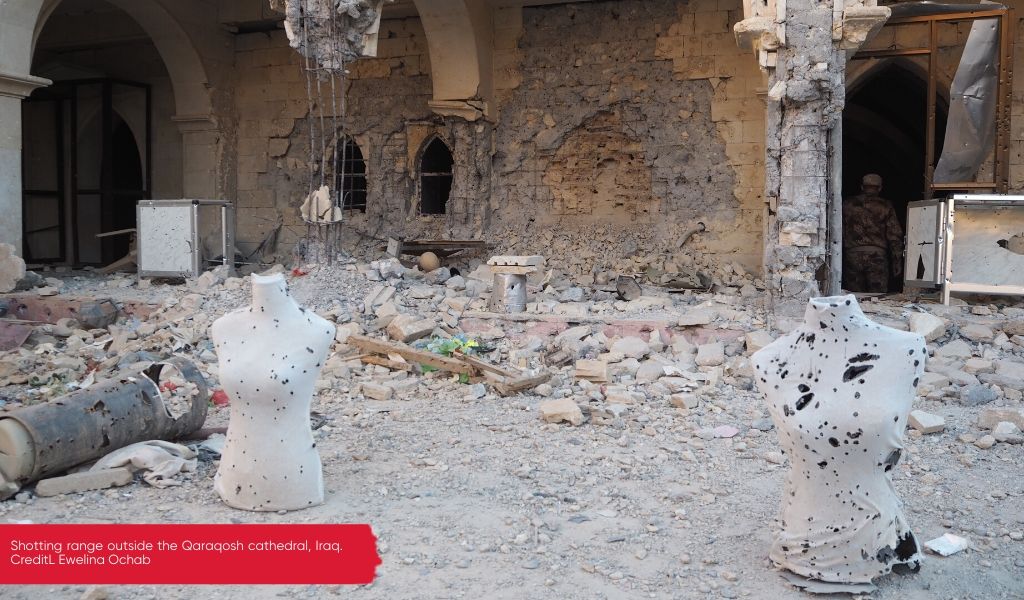 Shooting range outside Qaraqosh cathedral in Iraq