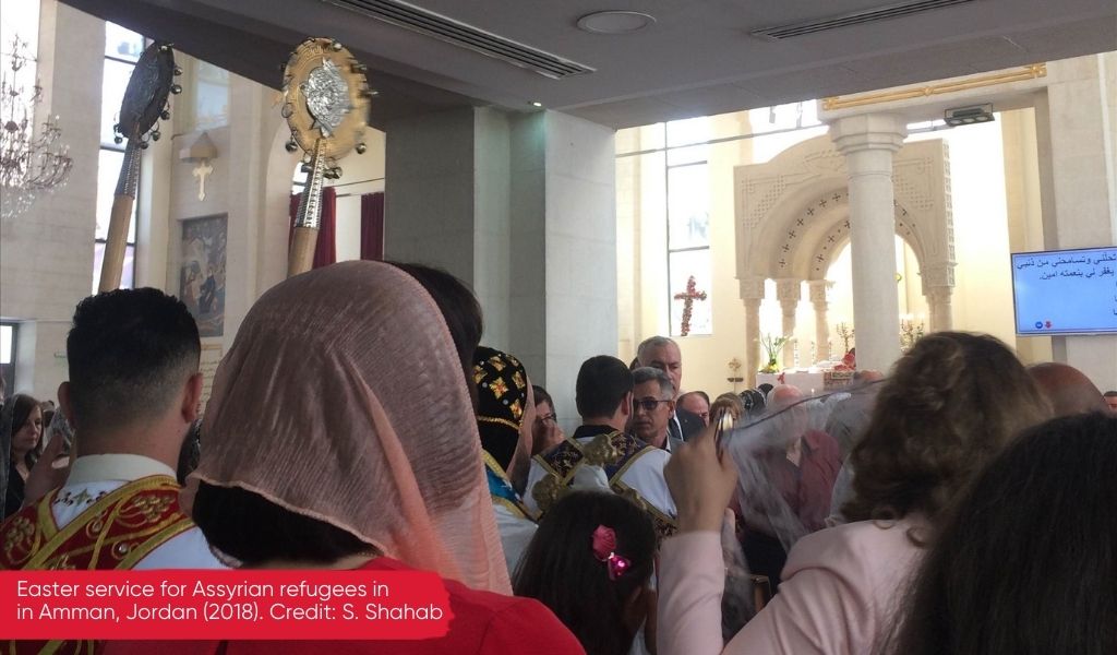 Easter celebration in Church in2018 with Assyrian Christian refugees in Amman, Jordan.