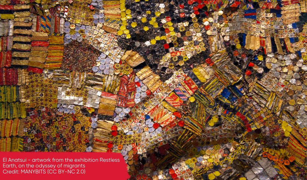 El Anatsui - artwork from the exhibition Restless Earth, on the odyssey of migrants