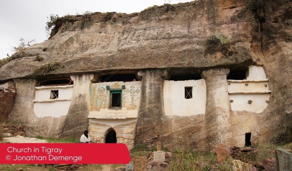 A church built into a rocky cliff