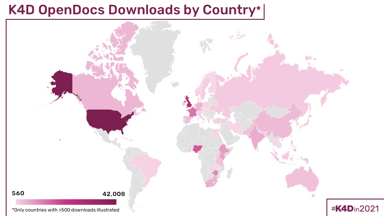 Map showing downloads per country; UK and US are top countries