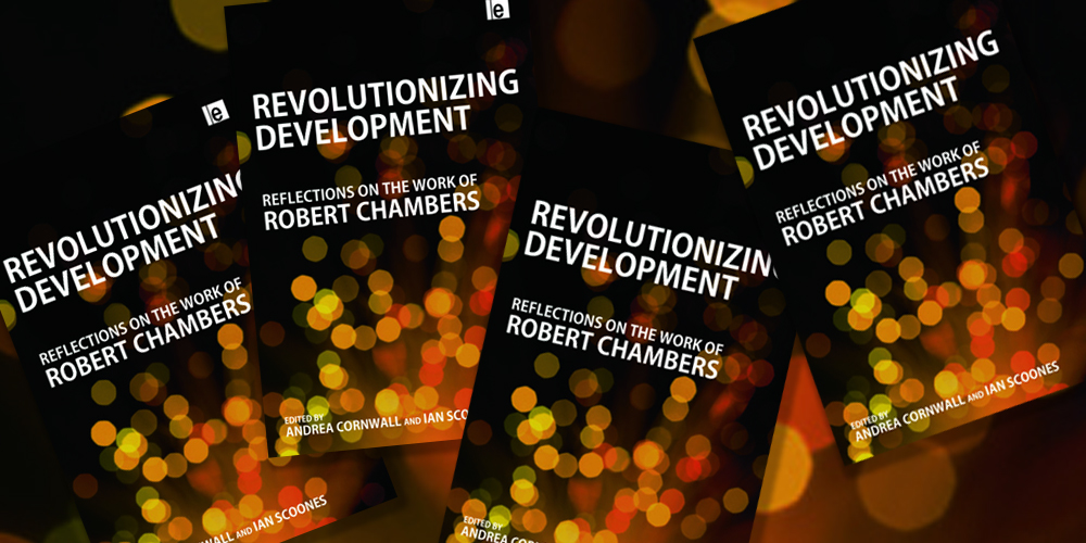 This image has four covers of the same book Revolutionising Development