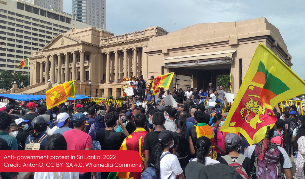 Anti-government protest in Sri Lanka, 2022 Credit: AntanO, CC BY-SA 4.0, Wikimedia Commons
