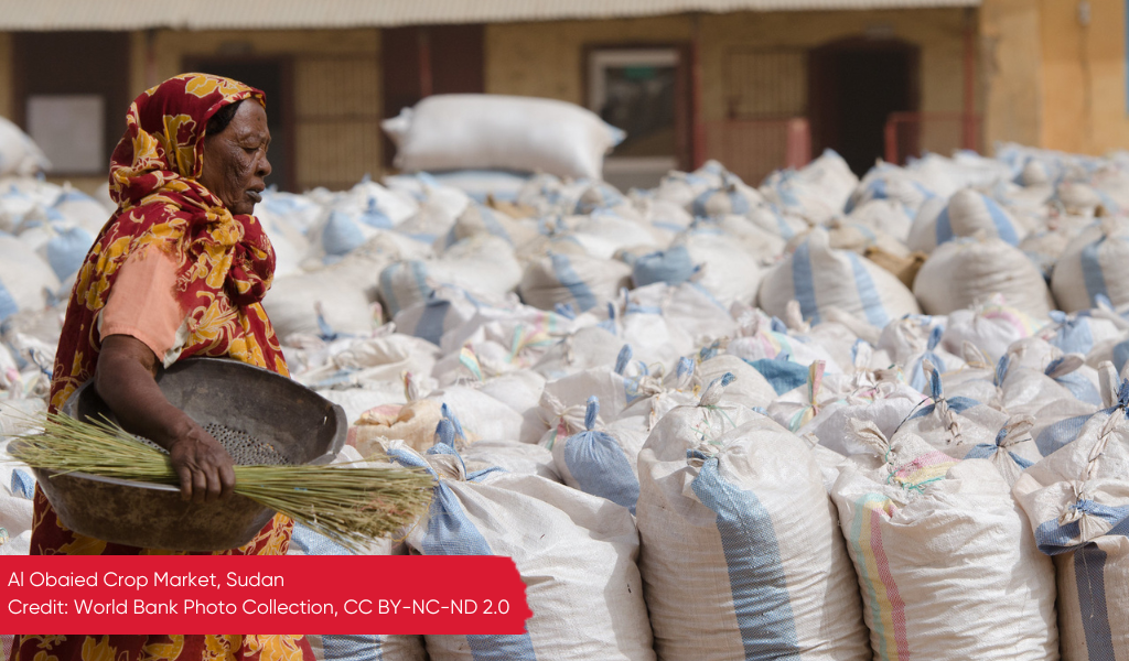 Woman working at a crop market 