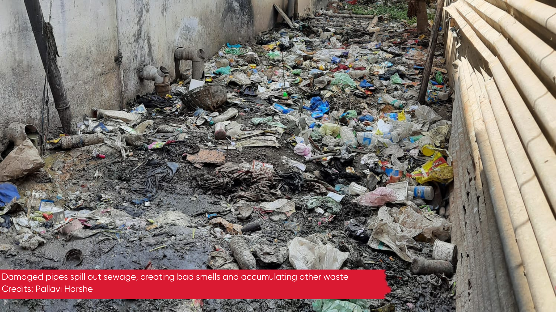 Photo of waste in the street due to damaged water pipes