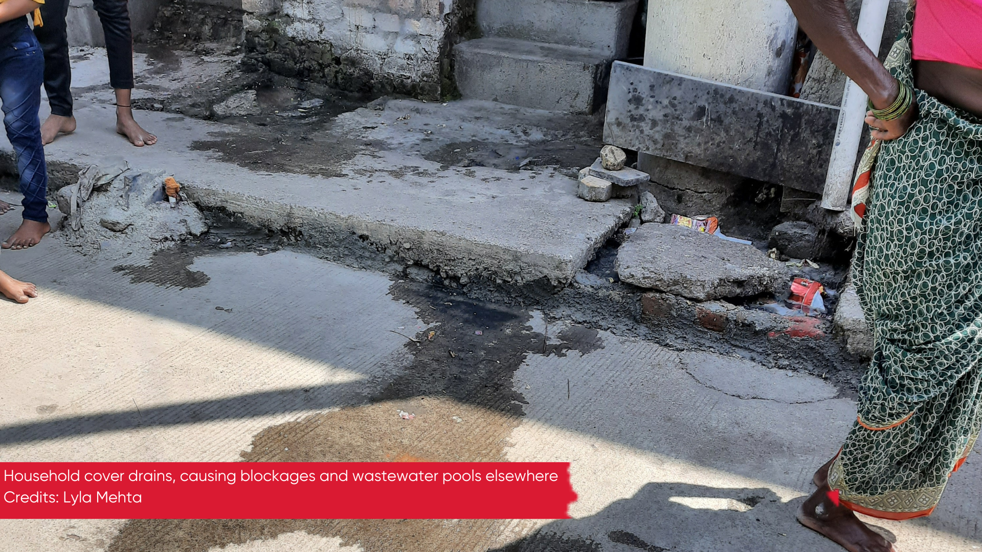 A photo of an open drain in Nanded, India