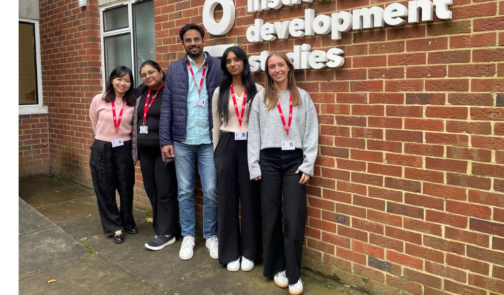 From left to right, Risa Kato, Niharika Srivastava, Ayush Punia, Thihanuha Sivabalan and Chloe Tompkins, who are all studying MA Poverty & Development at IDS.