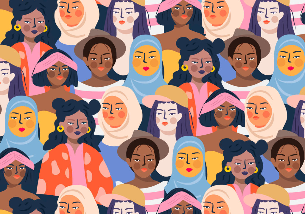 Illustration of a diverse group of women