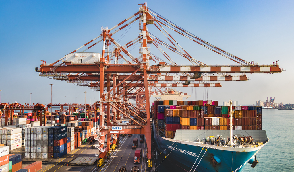Panoramic view of the ship yard and dock of the Port Of Colombo, Sri Lanka.