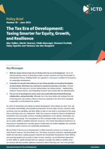 Front cover of a report, with the title "The Tax Era of Development: Taxing Smarter for Equity, Growth and Resilience"