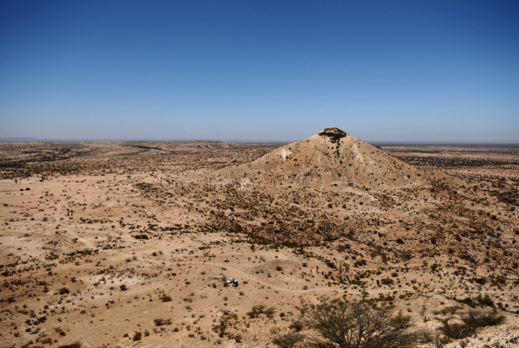 Naasa Hablood twin mountains near Hargeisa in Somaliland, Somalia, shaped like two large pyramids.